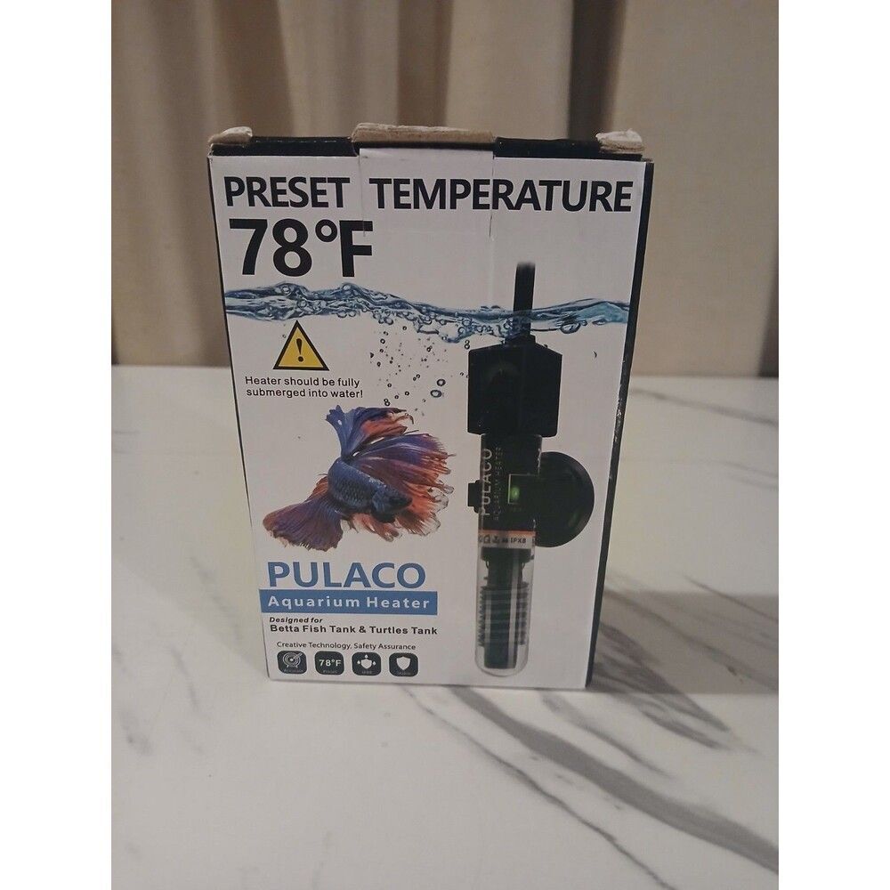 Pulaco Aquarium Heater 25W 78℉  1- 6 Gal Betta Fish Turtles Tank PL-168 Open Box